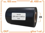 105x450 kalka WOSKOWA taśma termotransferowa wosk 105 mm 450 m czarna OUT