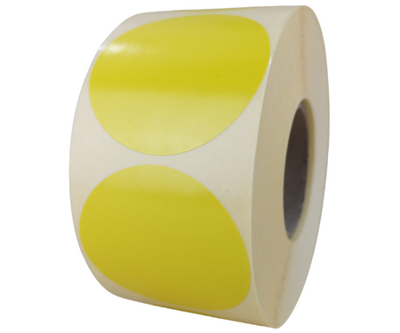 żółte fi 50 mm etykiety TERMOTRANSFEROWE samoprzylepne 1000 szt.
