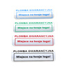 z_usl_nad_p 30x11 mm plomby gwarancyjne VOID SREBRNE nadruk NIEBIESK 100 szt.