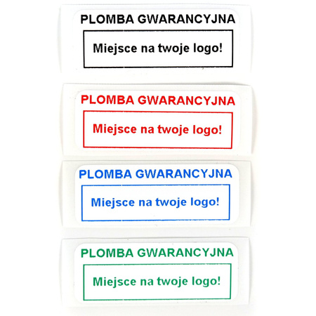 z_usl_nad_plom_ Plomby gwarancyjne kruche białe 30x11 nadruk NIEBIESKI