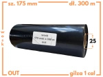 175x300 kalka WOSKOWA taśma termotransferowa wosk 175mm 300m czarna OUT