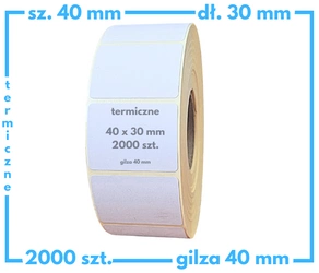40x30 mm etykiety termiczne 2000 szt. samoprzylepne białe 100*30