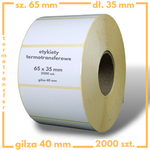 65x35 mm 2000 szt. gilza 40 etykiety samoprzylepne termotransferowe białe