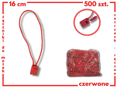 Łączniki sznurkowe ręczne do metek CZERWONE 500szt