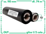 110x74 OUT kalka WOSKOWO-ŻYWICZNA taśma termotransferowa wosk żywica 110 mm 74 m czarna