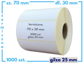 70x30 mm etykiety termiczne 1000 szt. samoprzylepne białe
