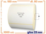 100x80 mm etykiety termotransferowe 1000 szt. gilza 25 samoprzylepne białe naklejki 100/80