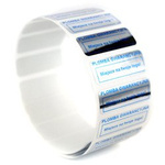 z_usl_nad_p 30x11 mm plomby gwarancyjne VOID SREBRNE nadruk NIEBIESK 100 szt.