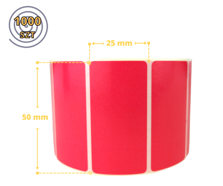 czerwone 50x25 mm etykiety TERMOTRANSFEROWE samoprzylepne 1000 szt.