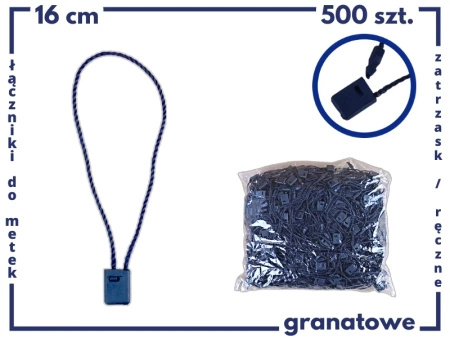 GRANATOWE 500 szt. łączniki do metek ręczne plomby odzieżowe NAVY