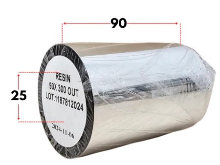 90x300 OUT kalka ŻYWICZNA taśma termotransferowa żywica 55 mm 300 m risen czarna