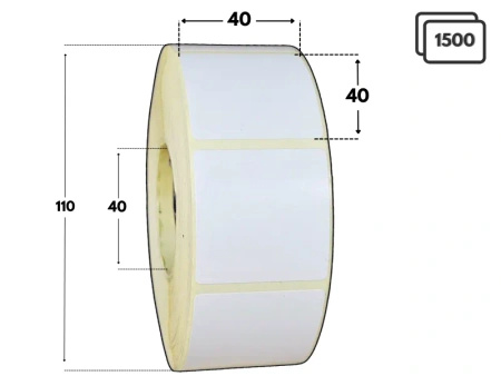 40x40 mm etykiety termotransferowe 1500 szt. gilza 40 samoprzylepne białe naklejki 40/40