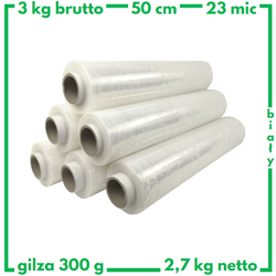 Folia stretch transparentna 3 kg (2,7 kg netto) x 6 szt.