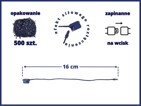 GRANATOWE 500 szt. łączniki do metek ręczne plomby odzieżowe NAVY