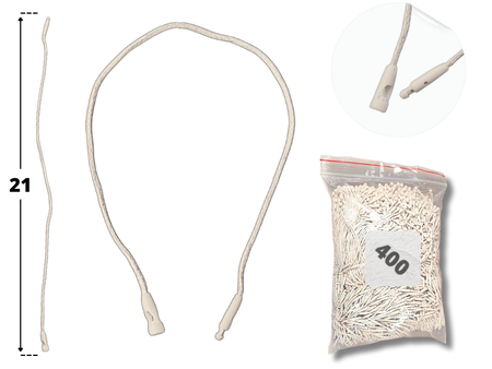 ECRU 21 cm 400 szt. łączniki do metek ręczne plomby odzieżowe WHITE