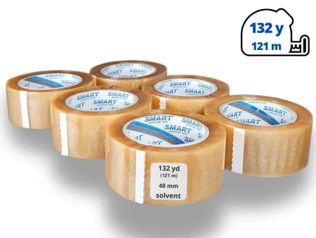 zgrzewka solvent 48mm x 132yd (121m) Smart BEZBARWNA taśma klejąca 48/132 pakowa 6 sztuk