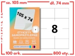 Etykiety 105x74 mm na arkuszach A4 - 800 etykiet samoprzylepnych uniwersalnych do drukarek biurowych