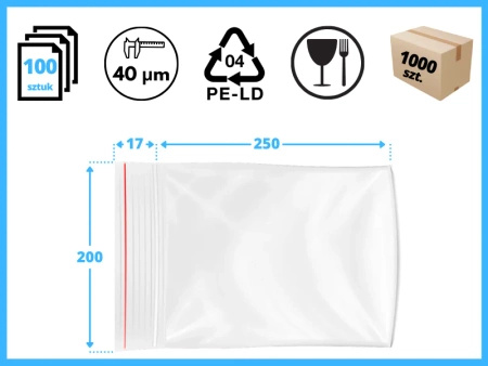 karton 200x250 mm torebki strunowe 100 szt. woreczki (20x25 cm)