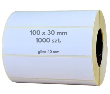 100x30 mm etykiety termiczne 1000 szt. samoprzylepne białe 100*30