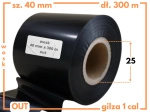 40x300 kalka WOSKOWA taśma termotransferowa wosk 40mm 300m czarna OUT