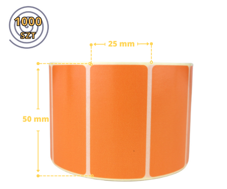 pomarańczowe 50x25 mm etykiety TERMOTRANSFEROWE samoprzylepne 1000 szt.