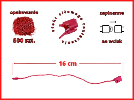 Łączniki sznurkowe ręczne do metek CZERWONE 500szt