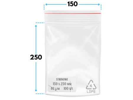 150x250 mm torebki strunowe 100 szt. woreczki (15x25 cm)