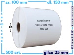 100x150 mm etykiety termiczne 500 szt. gilza 26 PERFORACJA kauczuk samoprzylepne białe