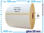 100x200 mm etykiety termiczne 400 szt. gilza 25 perforacja samoprzylepne białe