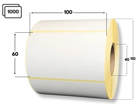 100x60 mm etykiety termotransferowe 1000 szt. gilza 40 samoprzylepne białe naklejki 100/60