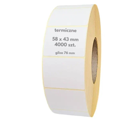58x43 mm etykiety termiczne 4000 szt. samoprzylepne białe 58*43