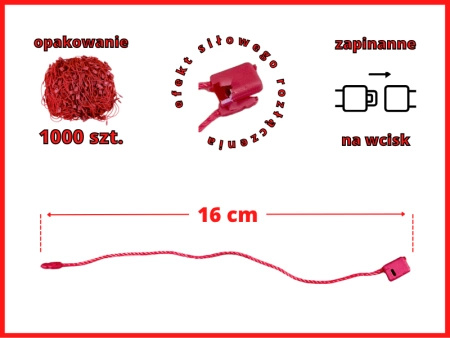 Łączniki sznurkowe ręczne do metek CZERWONE 1000szt