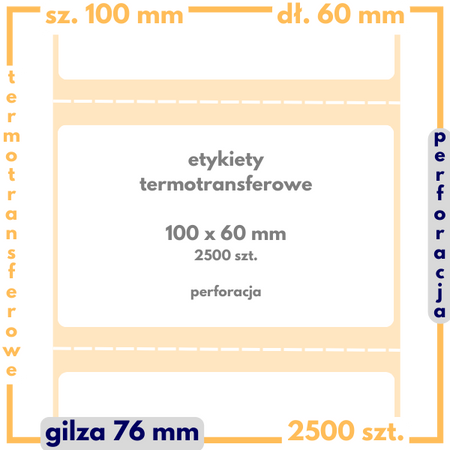 epap_ 100x60 mm etykiety 2500 szt. perforacja samoprzylepne termotransferowe białe