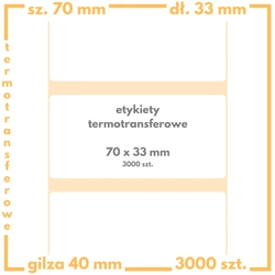 70x33 mm etykiety termotransferowe 3000 szt. gilza 40 samoprzylepne białe naklejki 70*33