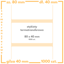 80x40 mm 1000 szt. etykiety samoprzylepne termotransferowe białe