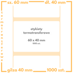 60x40 mm etykiety 1000 szt. gilza 40 samoprzylepne naklejki termotransferowe białe 60/40
