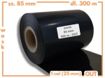 85x300 kalka WOSKOWA taśma termotransferowa wosk 85mm 300m czarna OUT