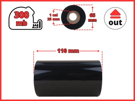 110x300 OUT kalka ŻYWICZNA taśma termotransferowa żywica 110 mm 300 m czarna