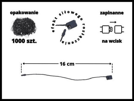 CZARNE 1000 szt. łączniki do metek ręczne plomby odzieżowe BLACK