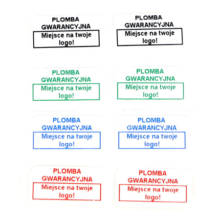 Plomby gwarancyjne kruche białe 20x10 nadruk ZIELONY