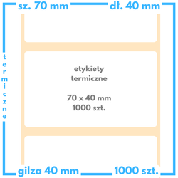 70x40 mm etykiety termiczne 1000 szt. samoprzylepne białe