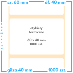 60x40 mm etykiety termiczne 1000 szt. samoprzylepne białe