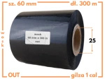 60x300 kalka WOSKOWA taśma termotransferowa wosk 60mm 300m czarna OUT