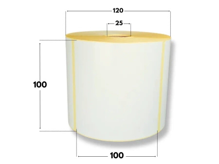100x100 mm etykiety termotransferowe 900 szt. gilza 25 samoprzylepne białe naklejki 100/100