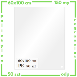 60x100 cm worki foliowe polietylenowe REGRANULAT SŁOMKA 600x1000 mm 150-mik 50 sztuk