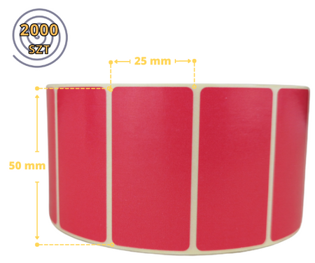 epapk_ czerwone 50x25 mm etykiety TERMOTRANSFEROWE samoprzylepne 2000 szt.