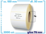 100x50 mm etykiety termiczne 3000 szt. gilza 76 samoprzylepne białe 100*50