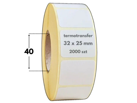 32x25 mm etykiety 2000 szt. gilza 40 samoprzylepne termotransferowe białe