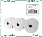 Rolki termiczne 57x100 do kasy fiskalnej 3 szt. 57mm / 100mb