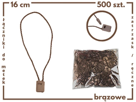 BRĄZOWE 500 szt. łączniki do metek ręczne plomby odzieżowe BROWN